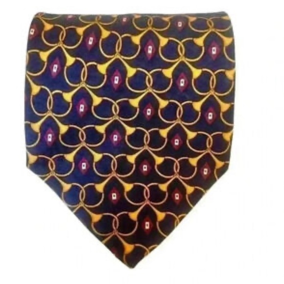 Paulo Gucci Stylish Gold Tie featuring horse stirrups and horns. - Picture 2 of 6